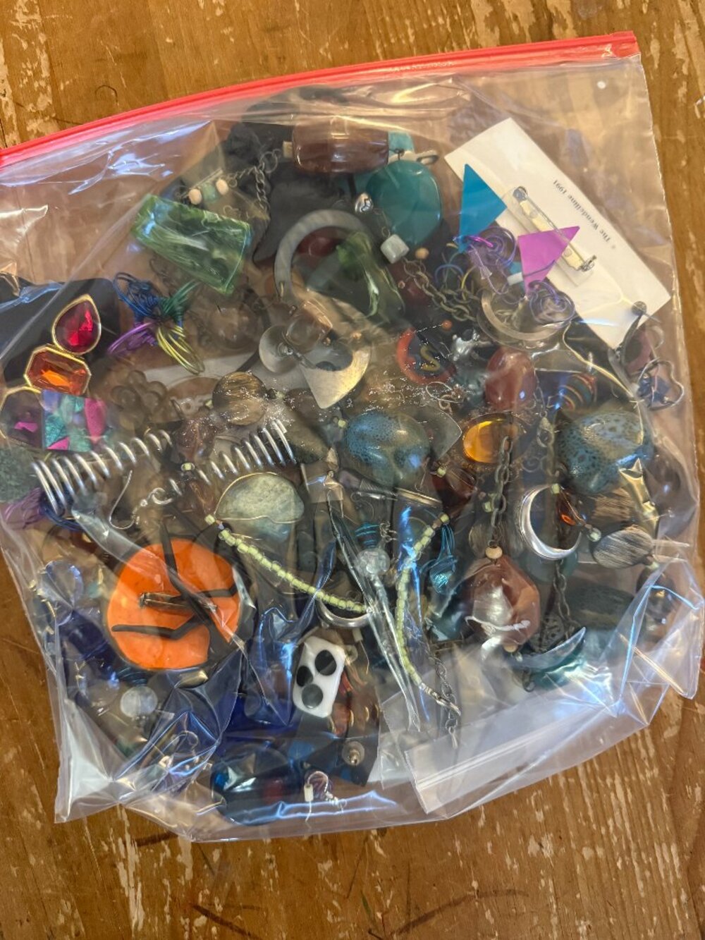 assorted mixed media jewelry lot for sale, large bag, many colors